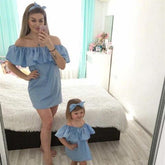 Robe mère et fille bleue